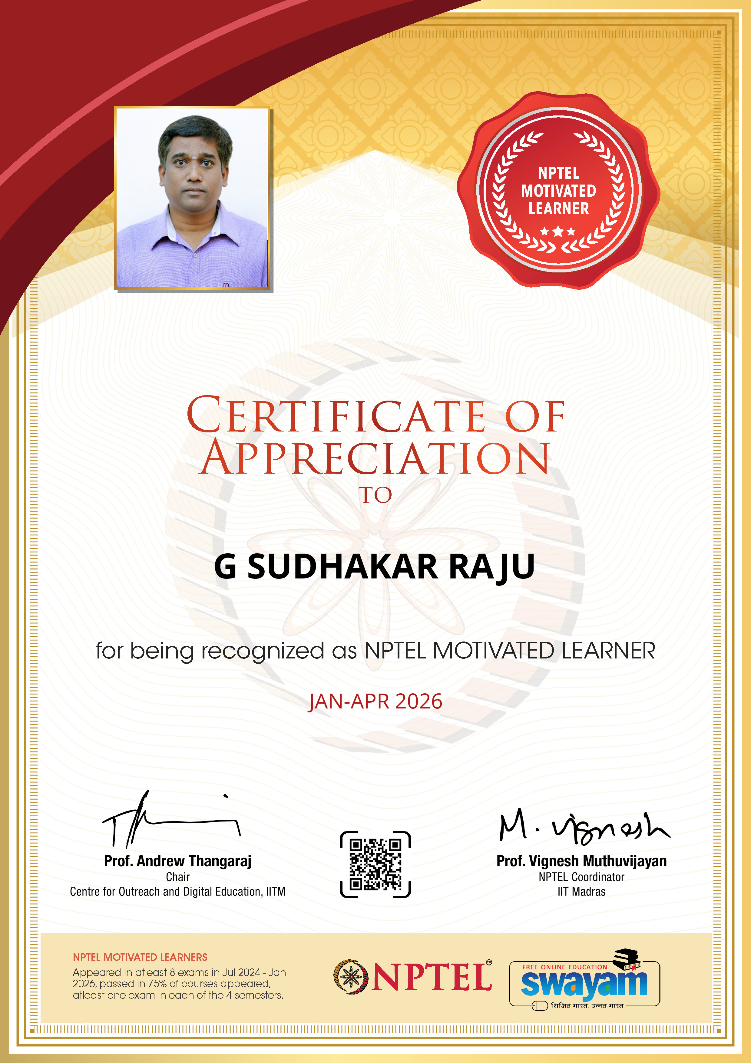 NPTEL Motivated Learners Certificate